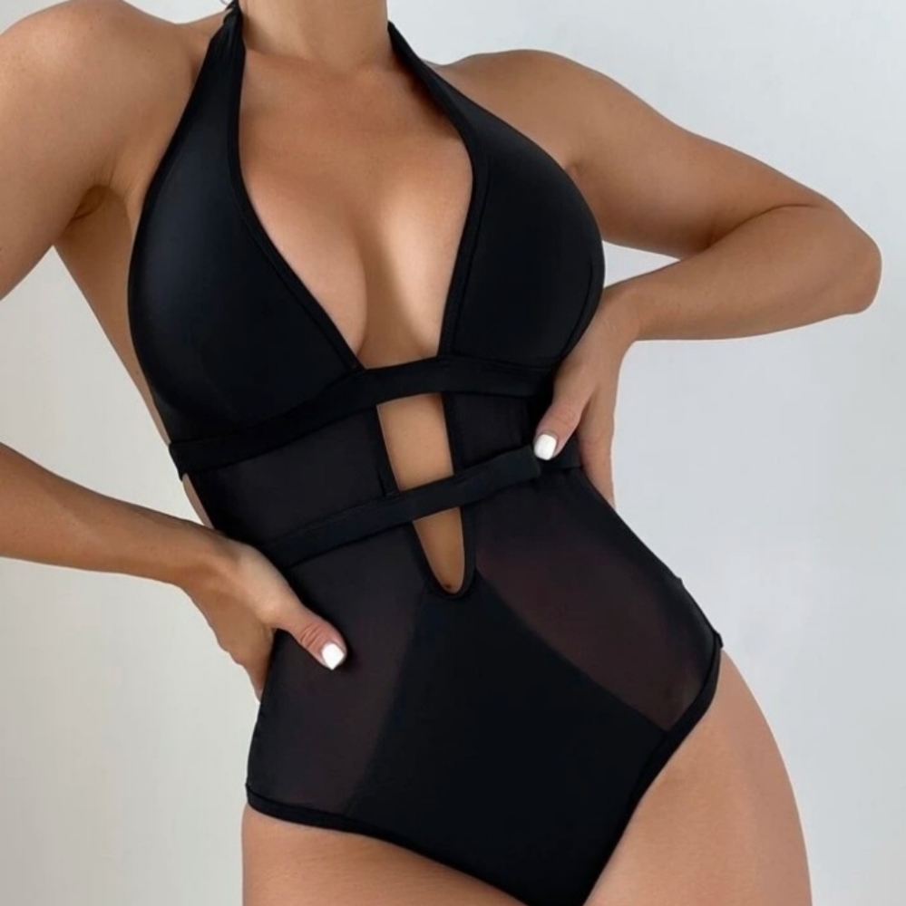 Cutout Halter one piece bathing suit - NWOT
